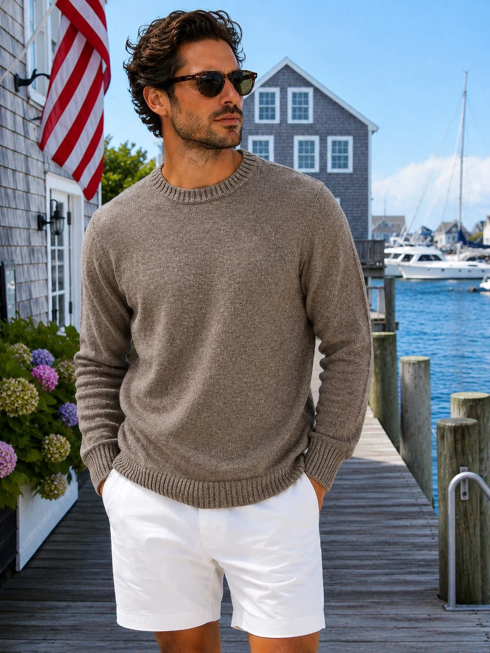minimalist fisherman sweater by St Johns Bay Nautical men's size S Office